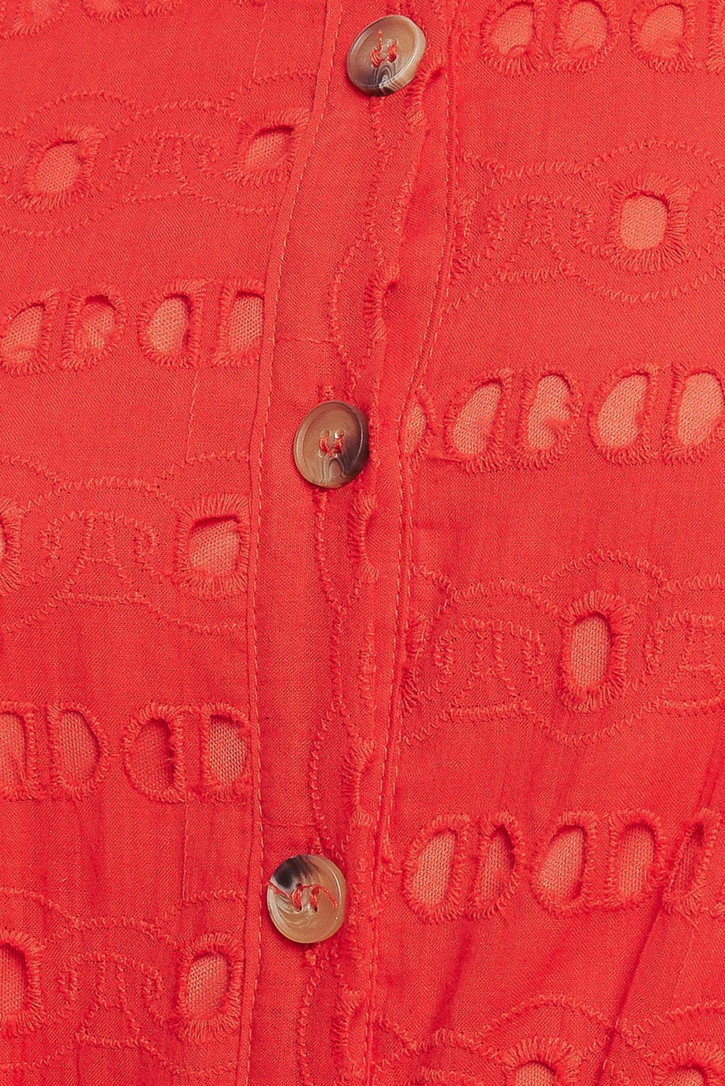 POWER SCARLET WOVEN EYELET MIDI DRESS Flying Tomato