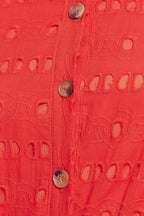 POWER SCARLET WOVEN EYELET MIDI DRESS Flying Tomato