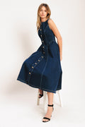 EFFORTLESS POLISH DENIM MIDI DRESS Flying Tomato