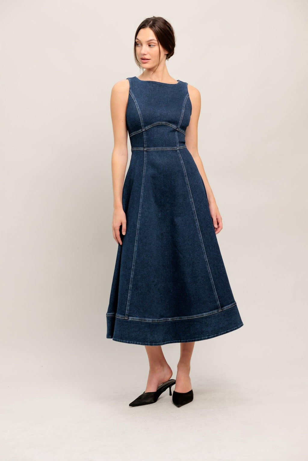 SIMPLE STATEMENT DENIM DENIM MIDI DRESS Flying Tomato