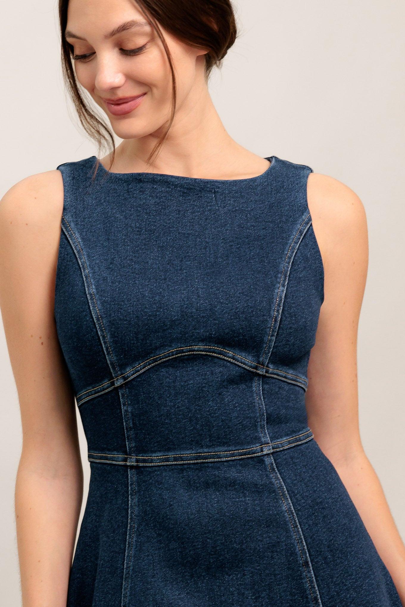 SIMPLE STATEMENT DENIM DENIM MIDI DRESS Flying Tomato