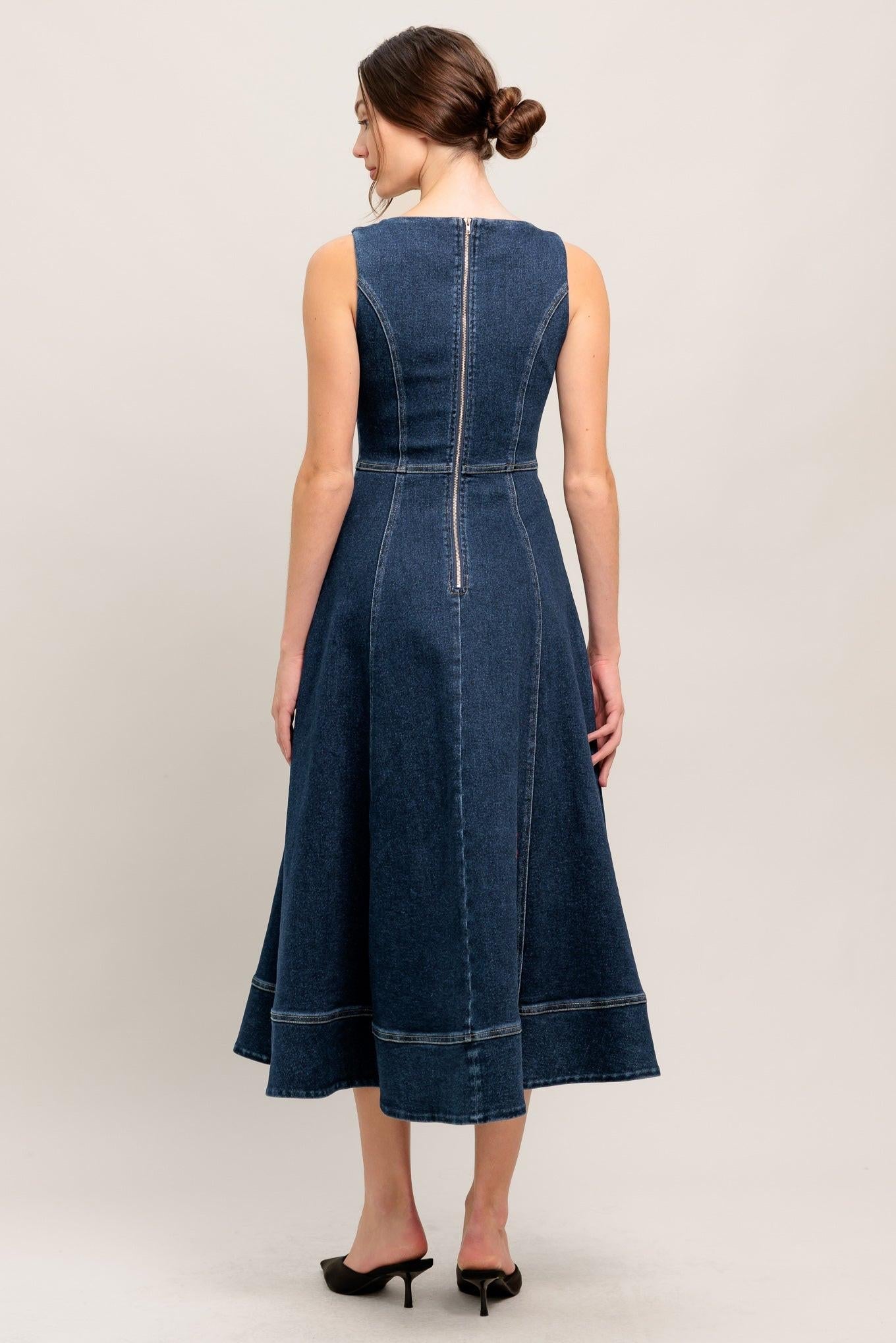 SIMPLE STATEMENT DENIM DENIM MIDI DRESS Flying Tomato