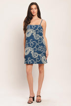 SEA BREEZE PAISLEY DENIM MINI DRESS Flying Tomato
