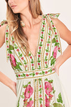 ROSE VINE ROMANCE WOVEN MAXI DRESS Flying Tomato