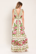ROSE VINE ROMANCE WOVEN MAXI DRESS Flying Tomato