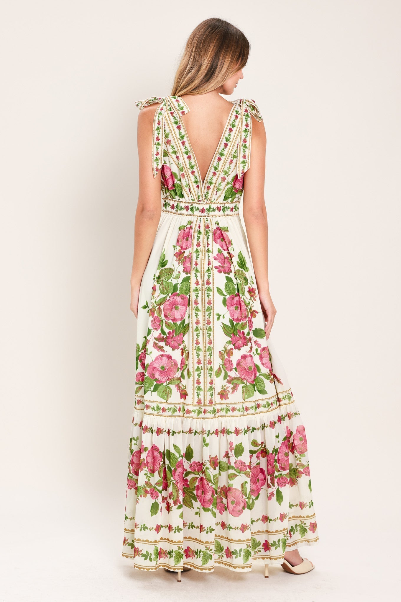 ROSE VINE ROMANCE WOVEN MAXI DRESS Flying Tomato