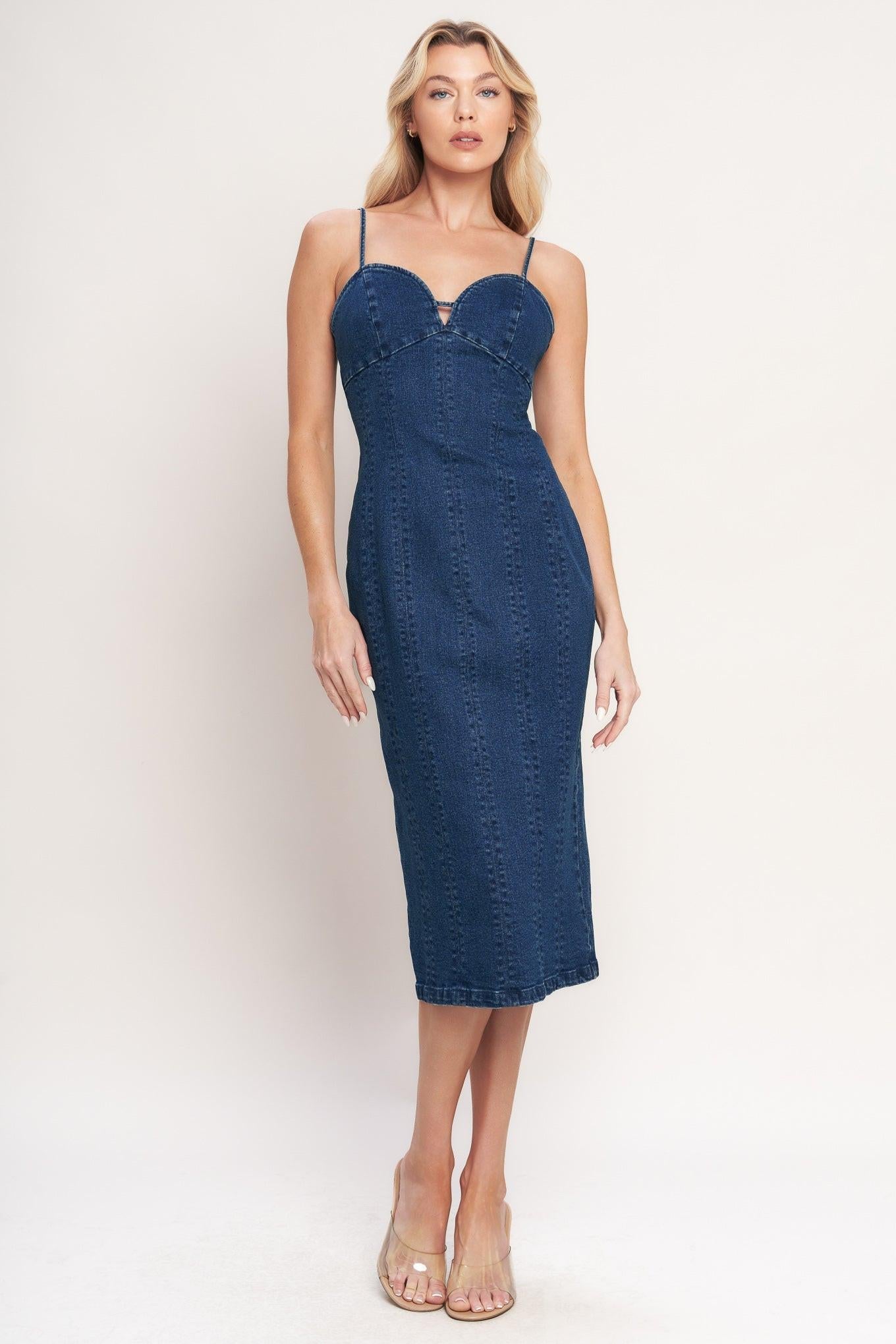 CITY LIGHTS DENIM MIDI DRESS Flying Tomato