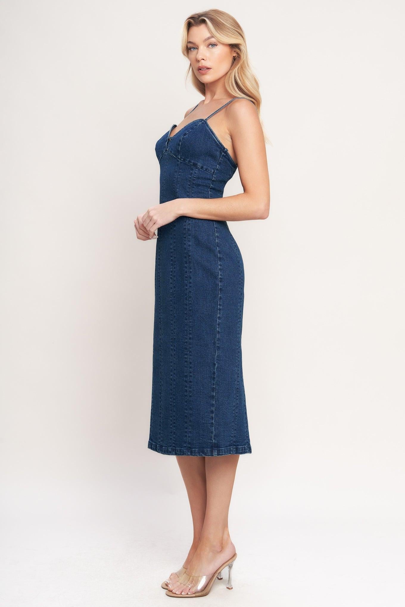 CITY LIGHTS DENIM MIDI DRESS Flying Tomato
