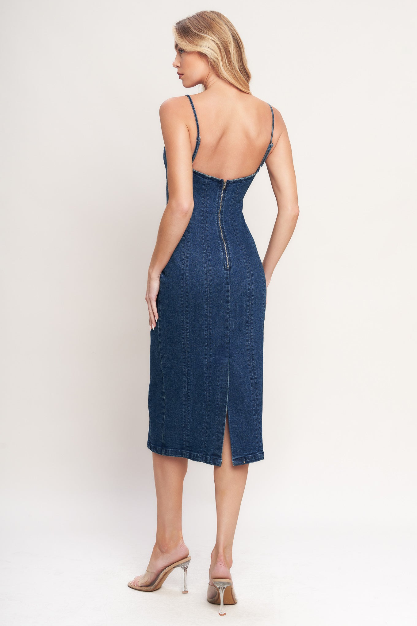 CITY LIGHTS DENIM MIDI DRESS Flying Tomato