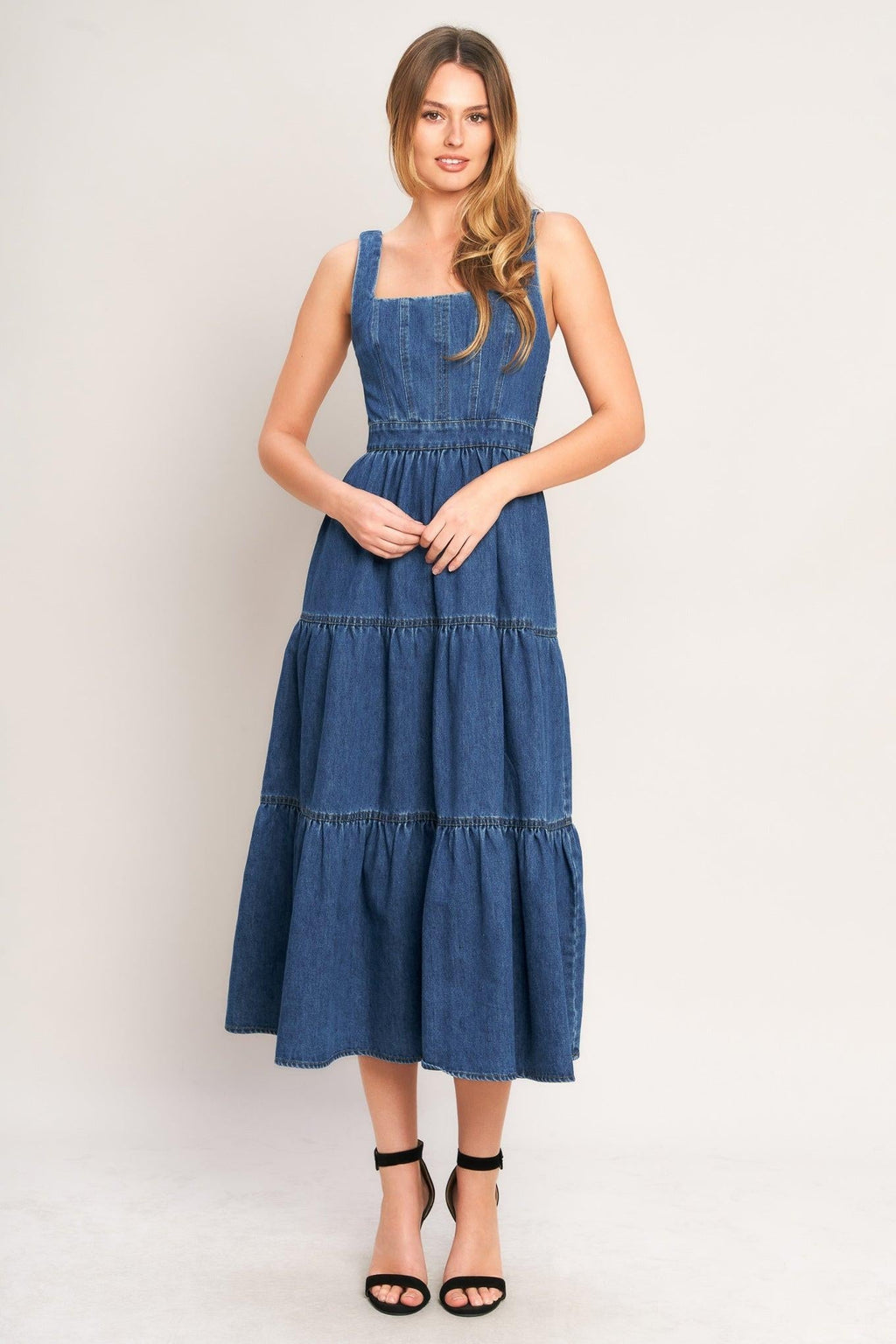 EVERYDAY ROMANCE DENIM MIDI DRESS Flying Tomato