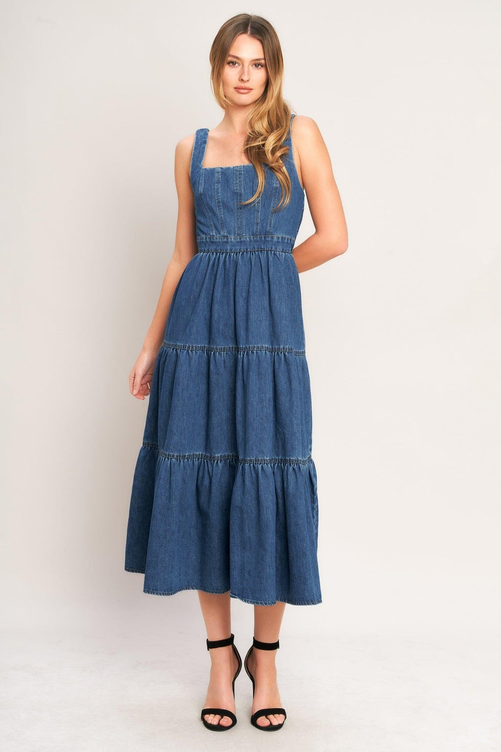EVERYDAY ROMANCE DENIM MIDI DRESS Flying Tomato