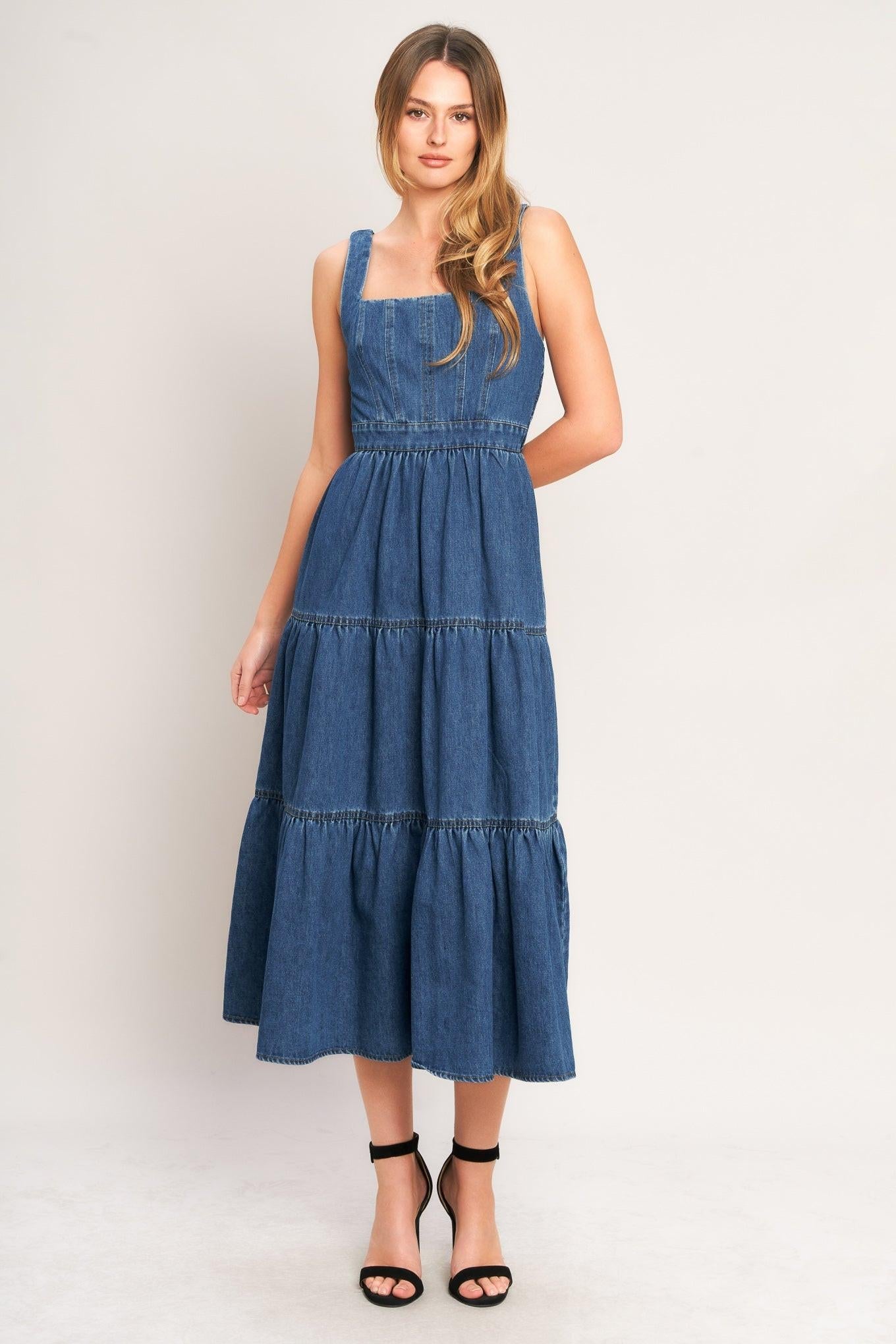 EVERYDAY ROMANCE DENIM MIDI DRESS Flying Tomato