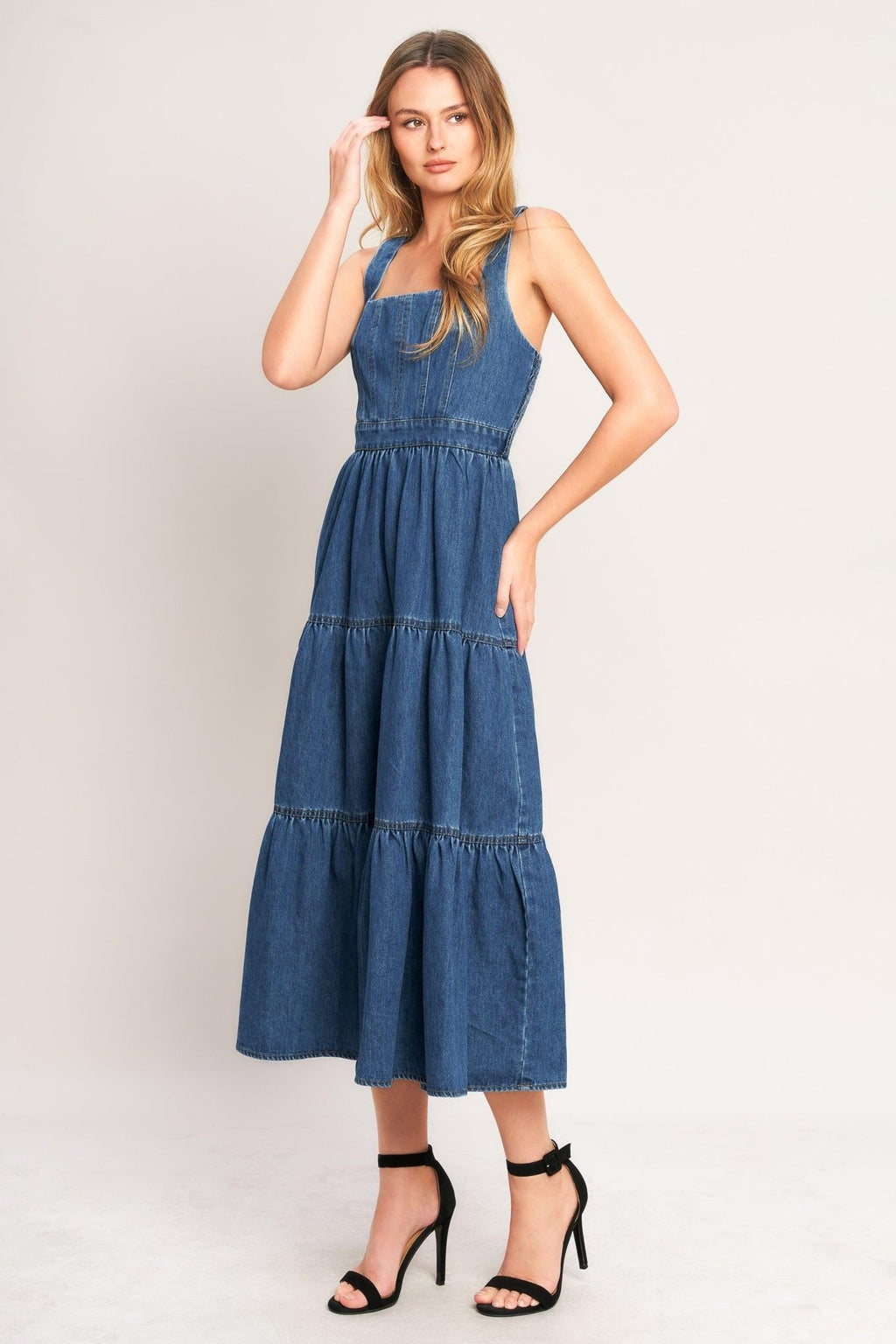 EVERYDAY ROMANCE DENIM MIDI DRESS Flying Tomato