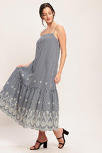 STRIPE COVE WOVEN MIDI DRESS Flying Tomato