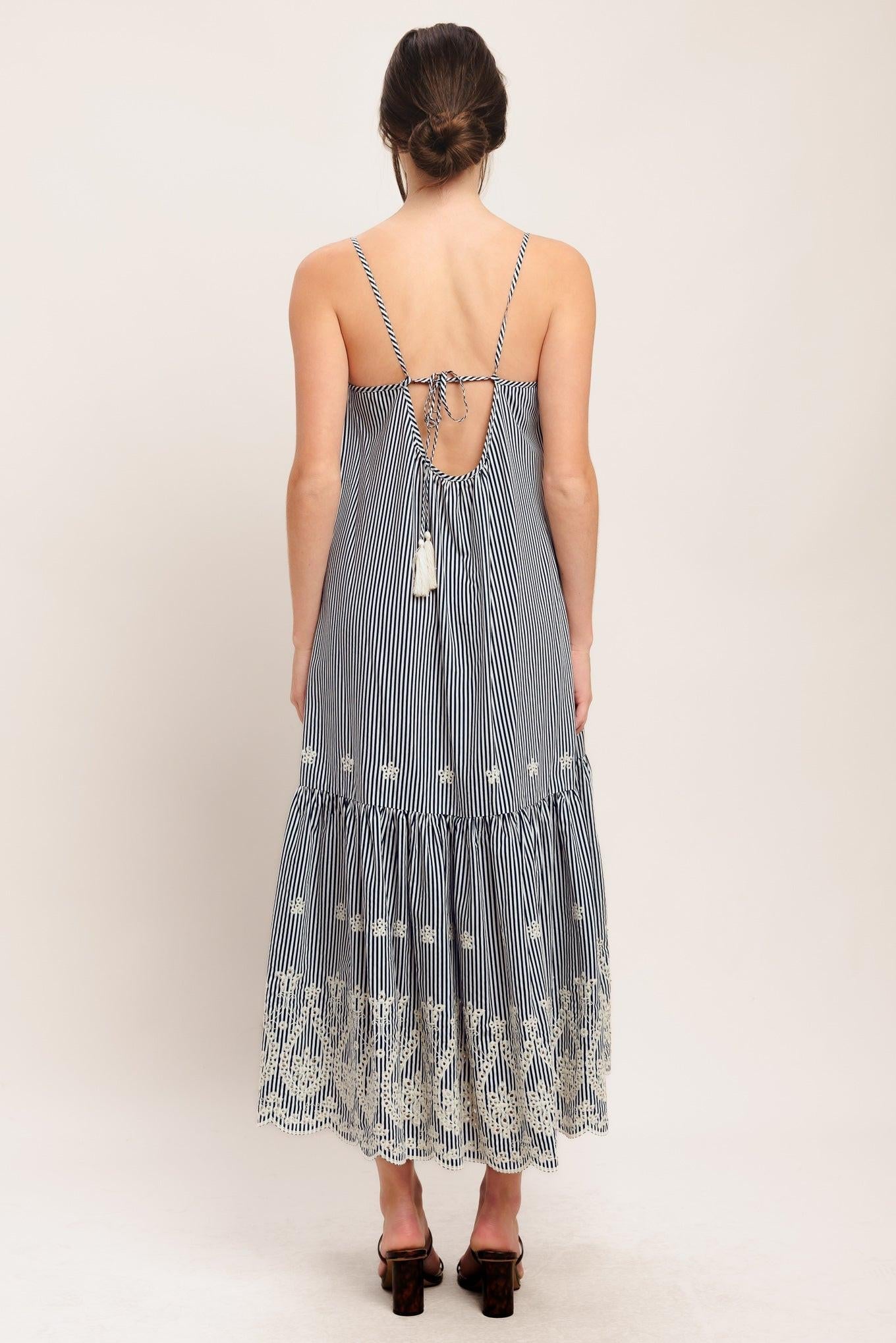 STRIPE COVE WOVEN MIDI DRESS Flying Tomato