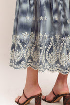 STRIPE COVE WOVEN MIDI DRESS Flying Tomato