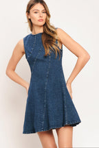 DAY TO NIGHT DENIM MINI DRESS Flying Tomato
