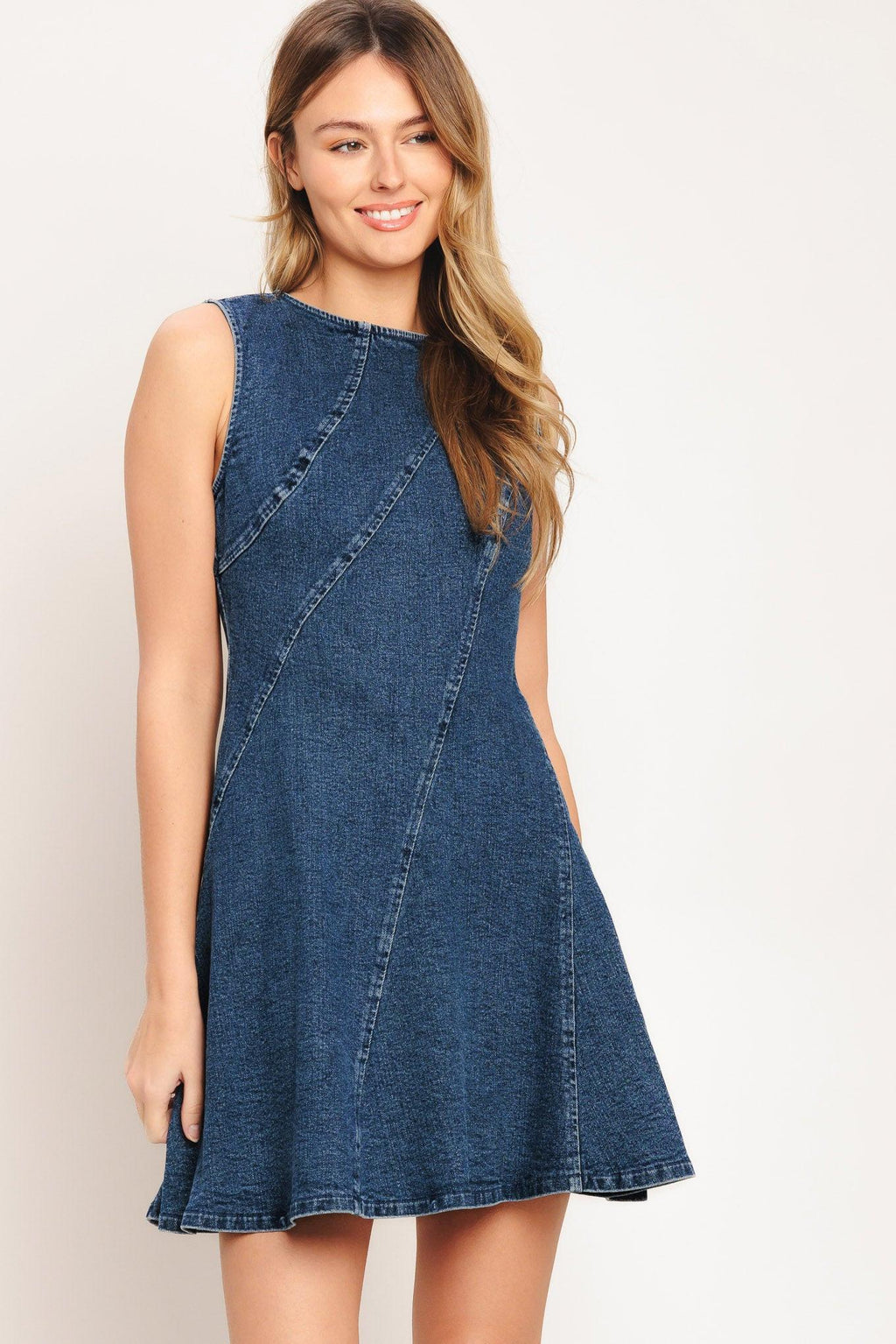 DAY TO NIGHT DENIM MINI DRESS Flying Tomato