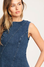 DAY TO NIGHT DENIM MINI DRESS Flying Tomato