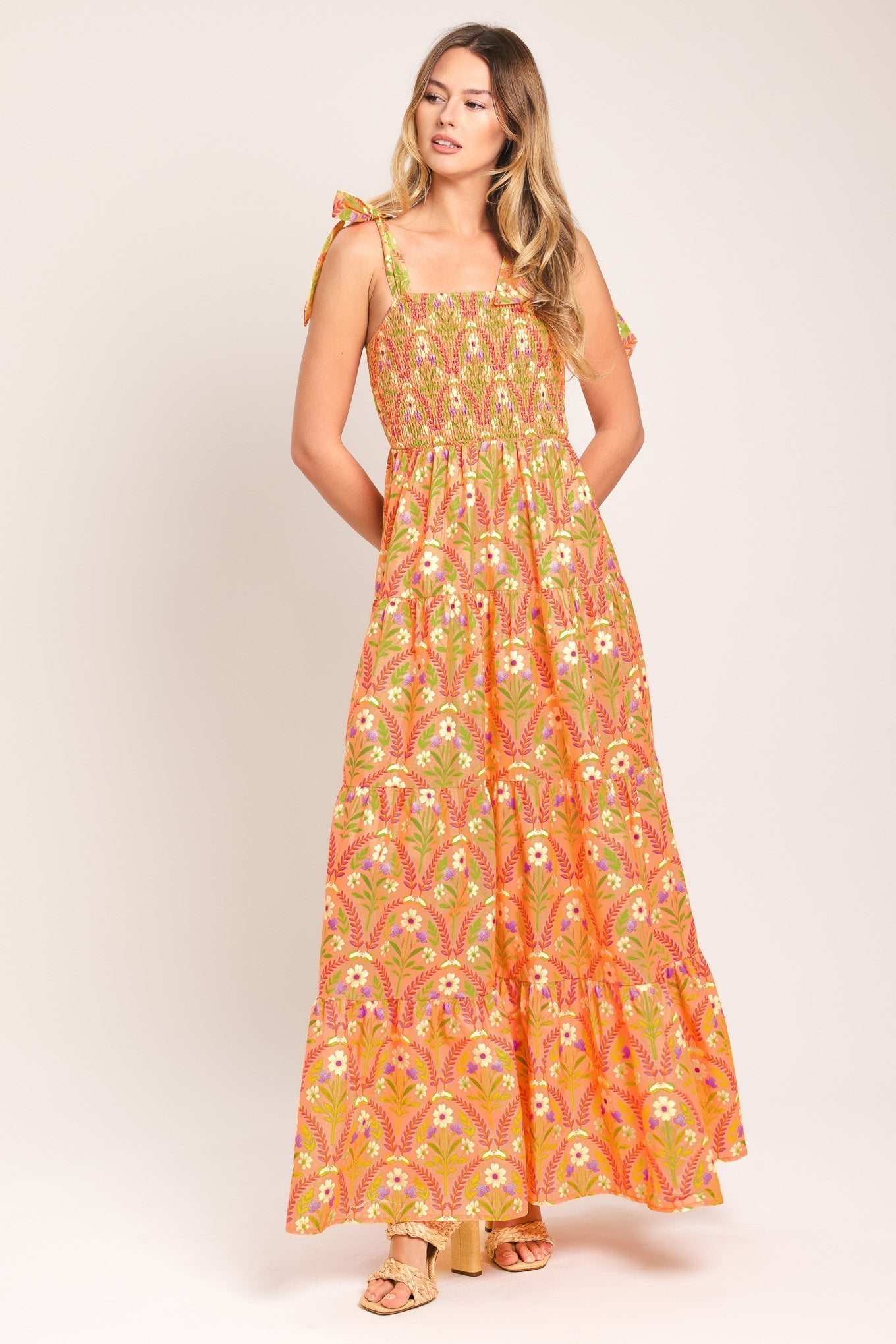 SUNKISS FLORAL WOVEN MAXI DRESS Flying Tomato