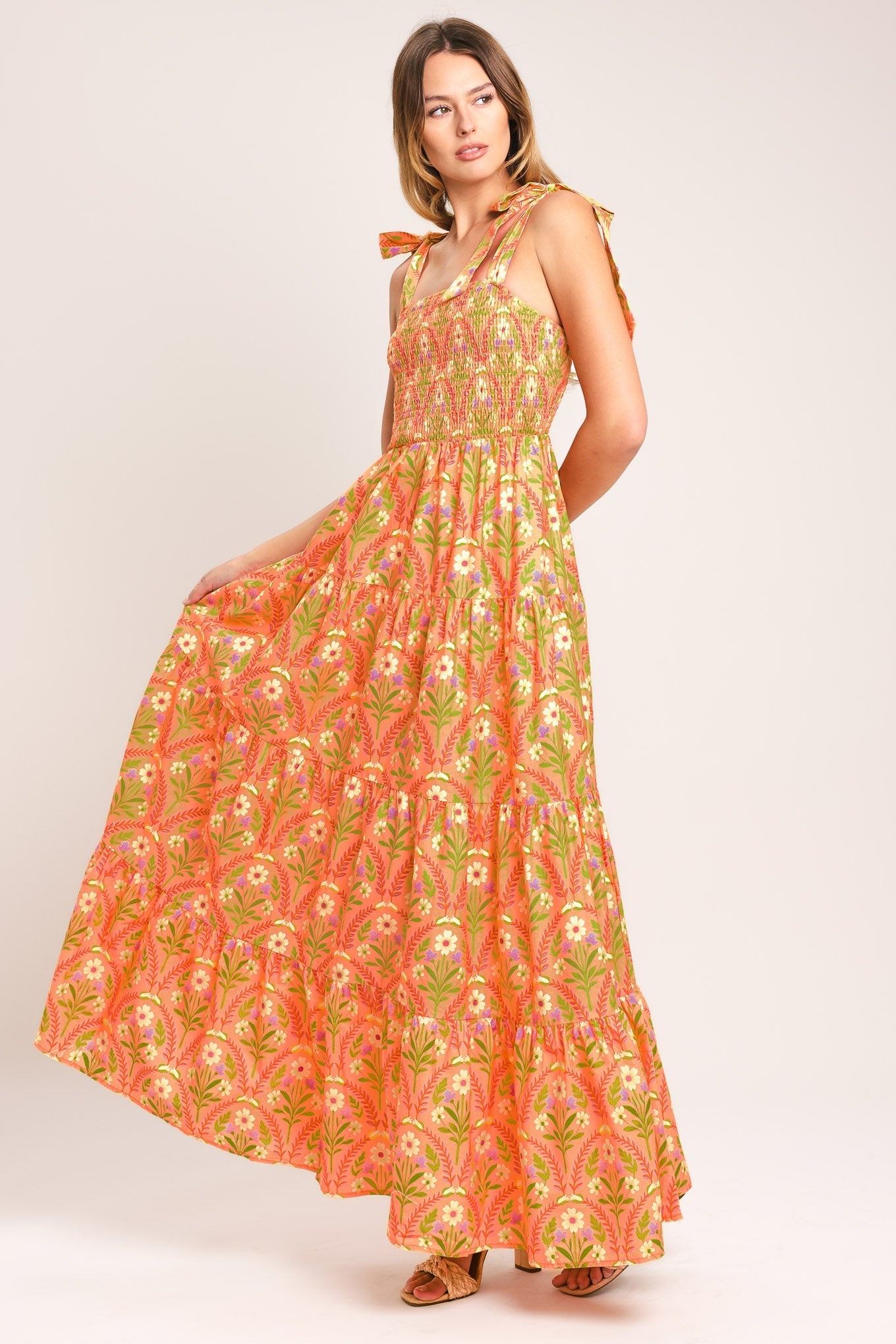 SUNKISS FLORAL WOVEN MAXI DRESS Flying Tomato