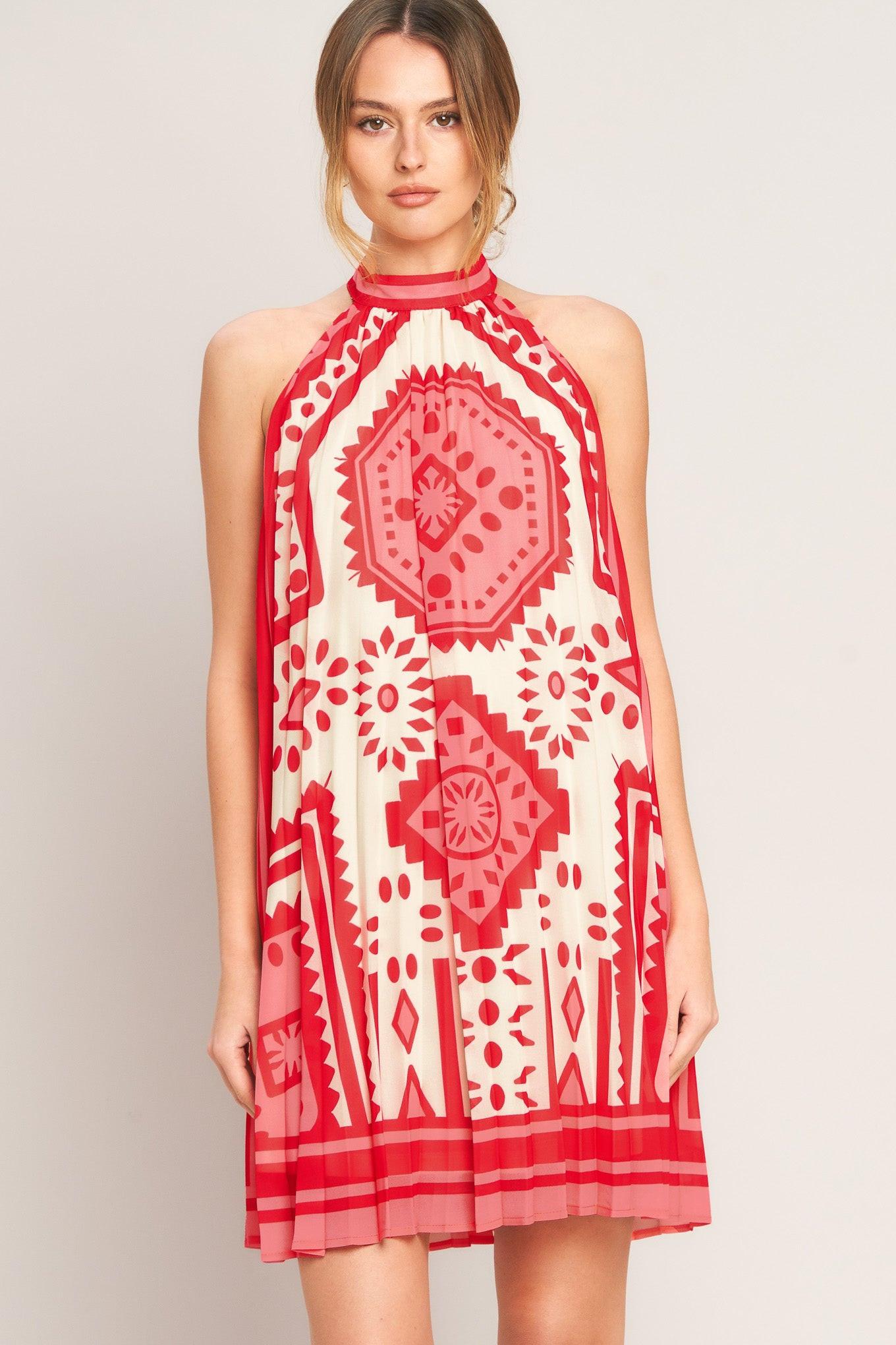 SUNSET MEDALLION WOVEN MINI DRESS Flying Tomato