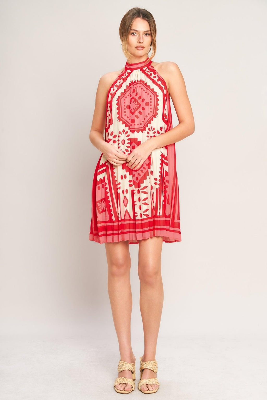 SUNSET MEDALLION WOVEN MINI DRESS Flying Tomato