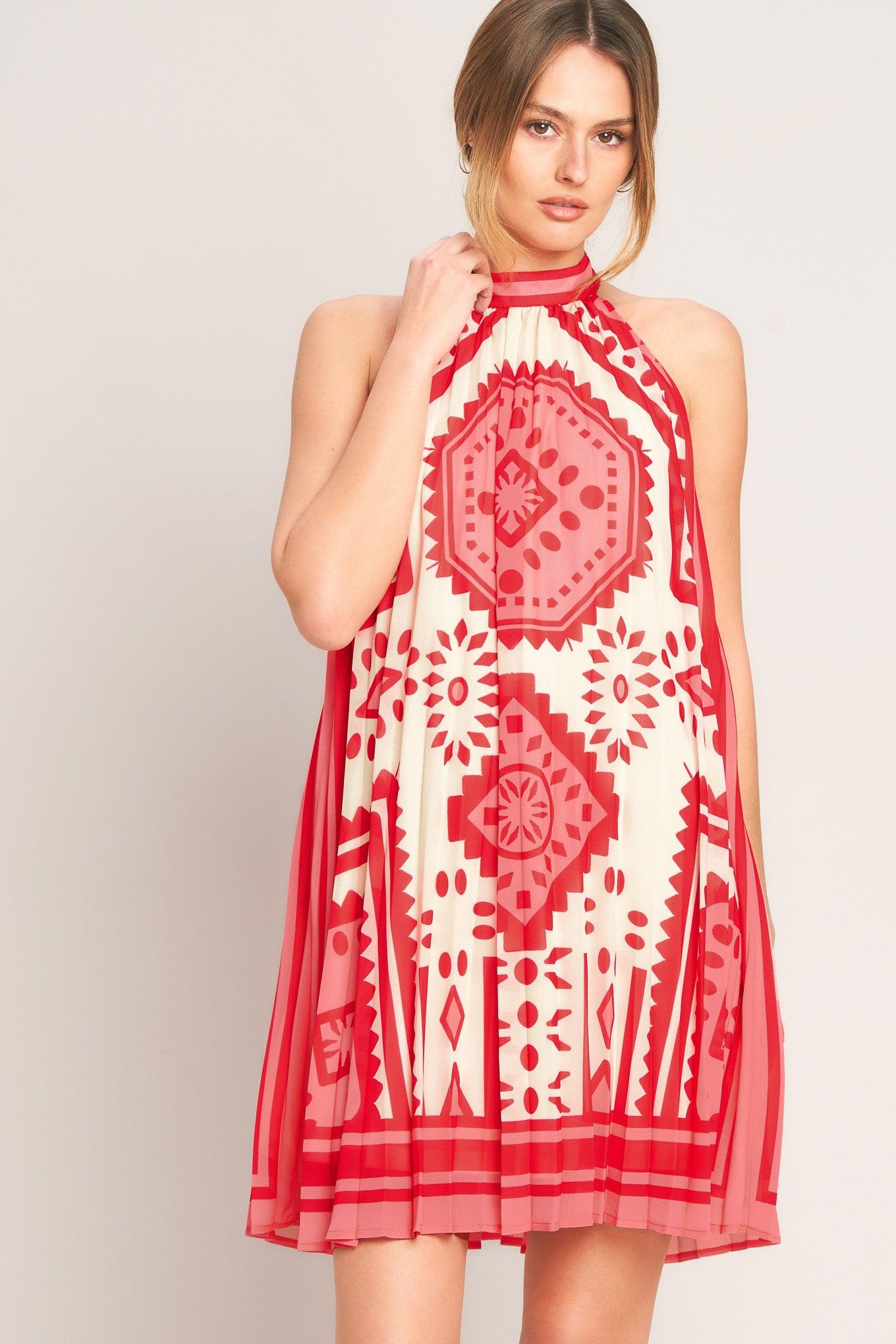 SUNSET MEDALLION WOVEN MINI DRESS Flying Tomato