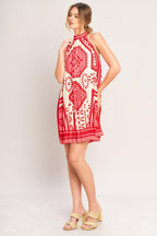 SUNSET MEDALLION WOVEN MINI DRESS Flying Tomato