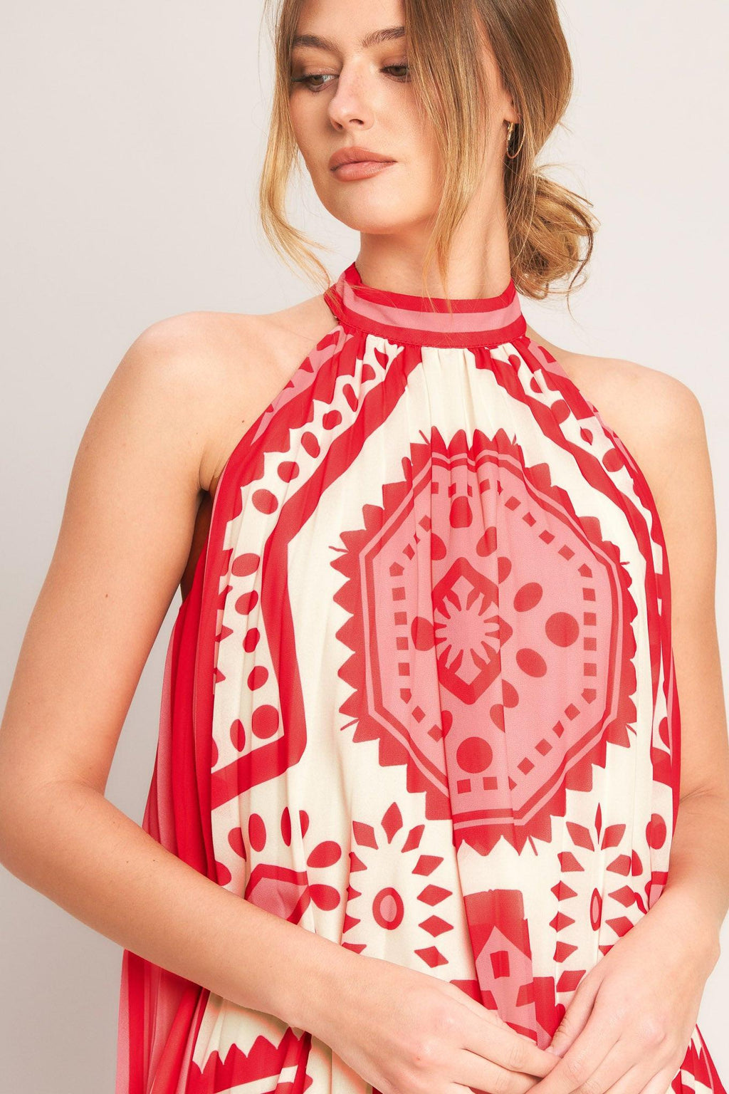 SUNSET MEDALLION WOVEN MINI DRESS Flying Tomato