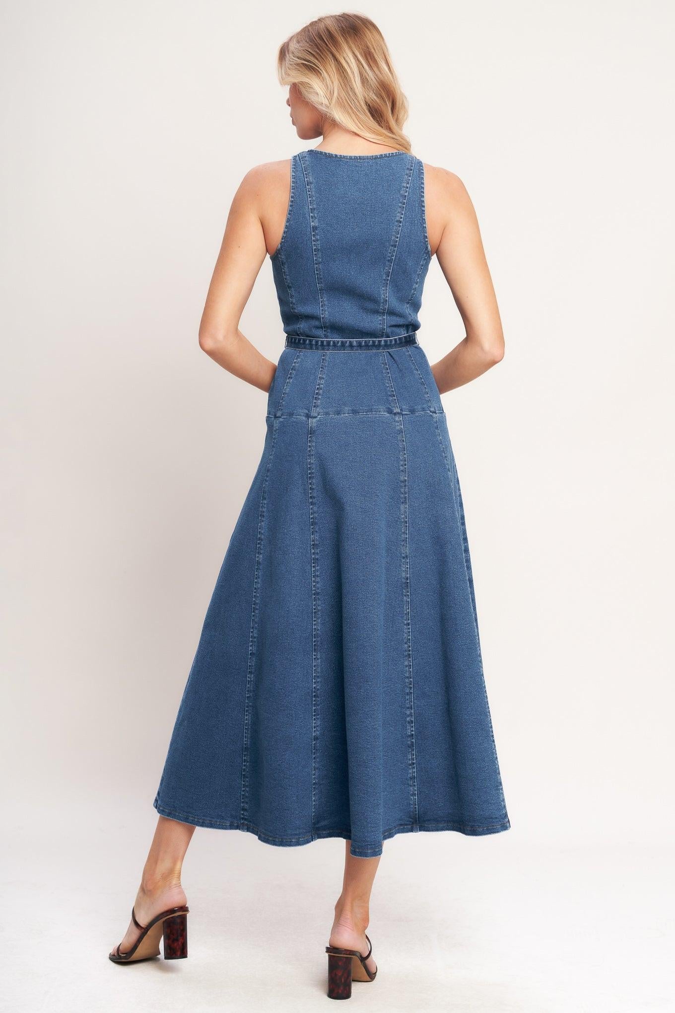 SUNDAY STROLL DENIM MIDI DRESS Flying Tomato