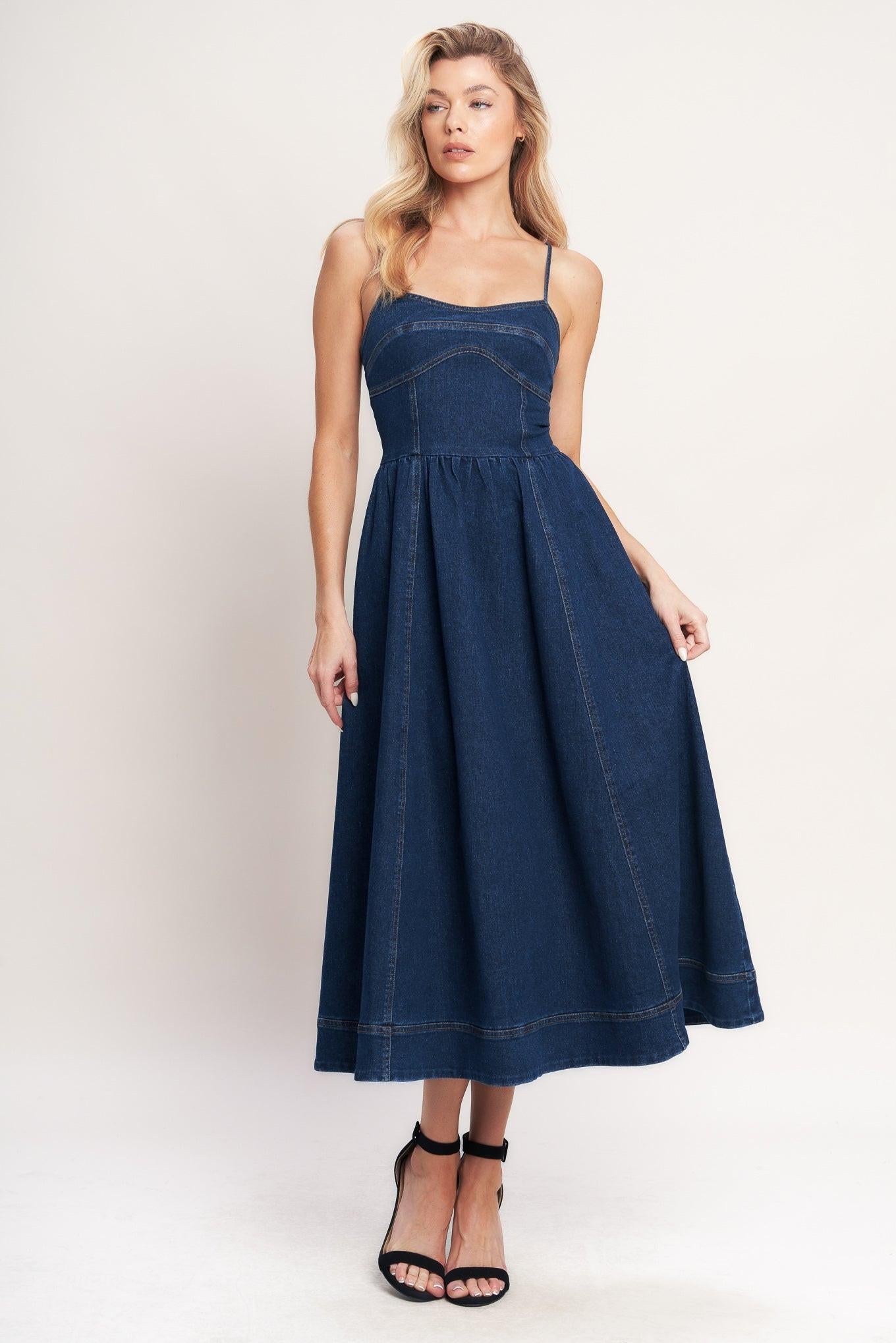 THE EVERYDAY ICON DENIM MIDI DRESS Flying Tomato