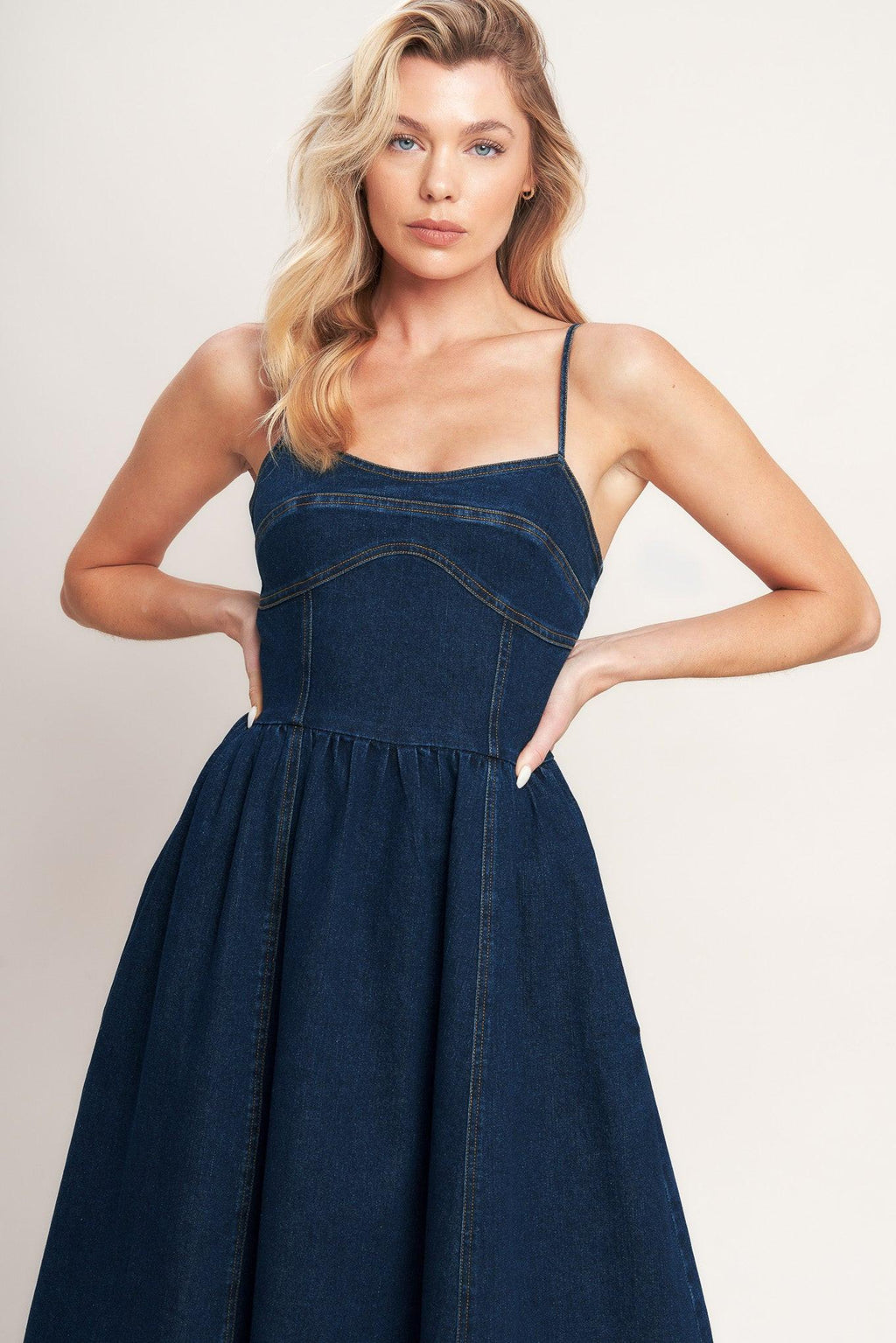 THE EVERYDAY ICON DENIM MIDI DRESS Flying Tomato