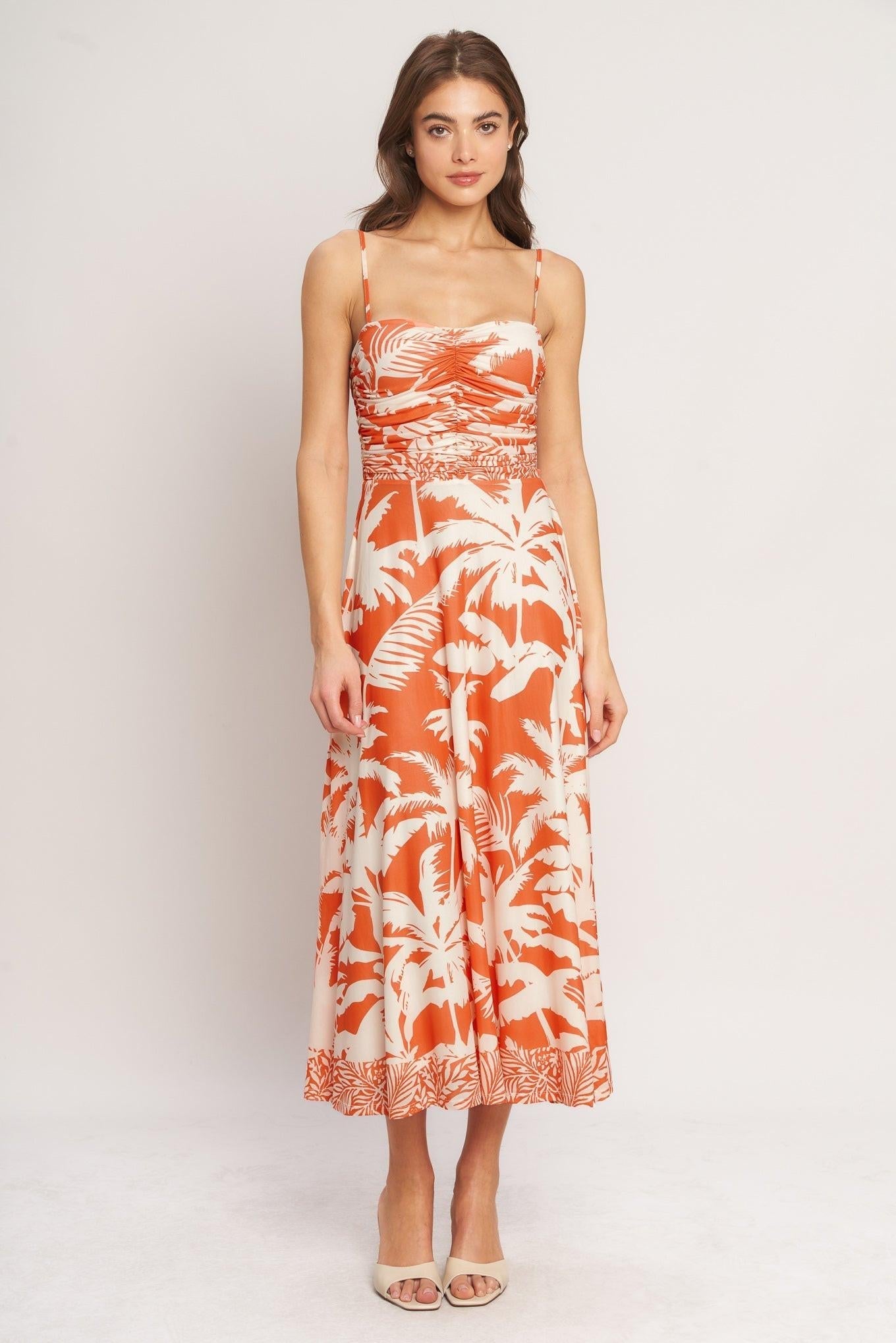 HEATWAVE RESORT POWER MESH MIDI DRESS Flying Tomato