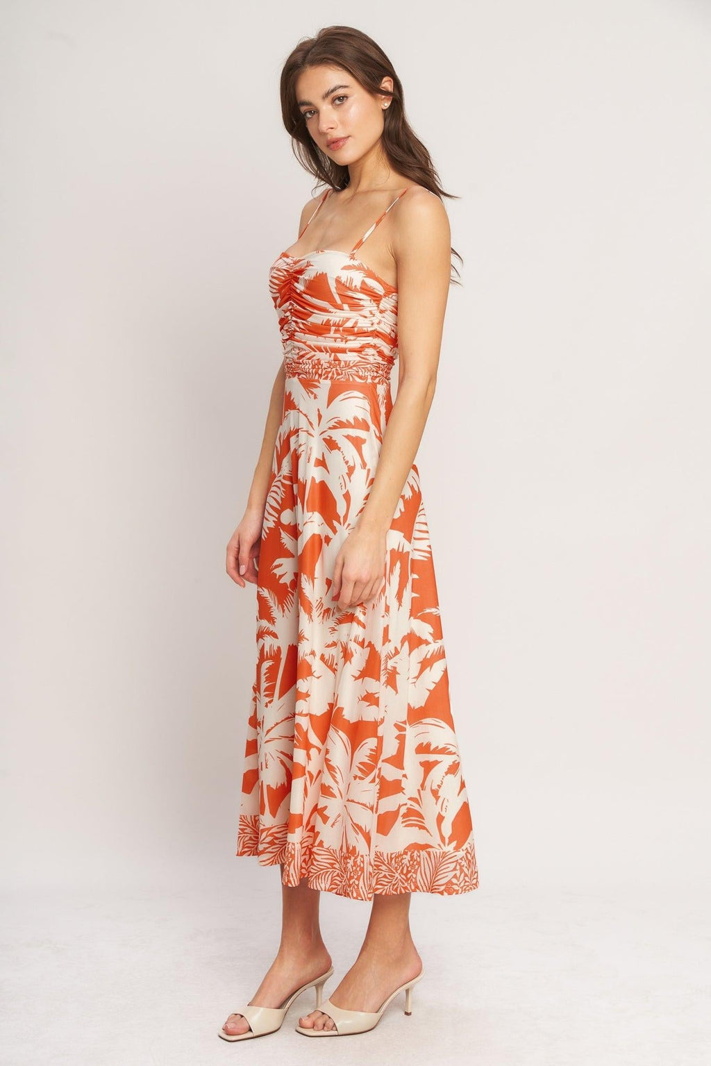 HEATWAVE RESORT POWER MESH MIDI DRESS Flying Tomato