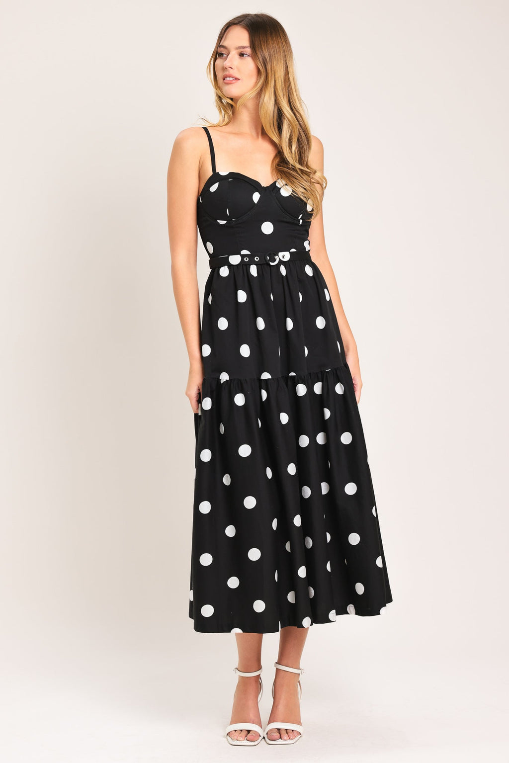 MONROE DOT WOVEN MIDI DRESS Flying Tomato