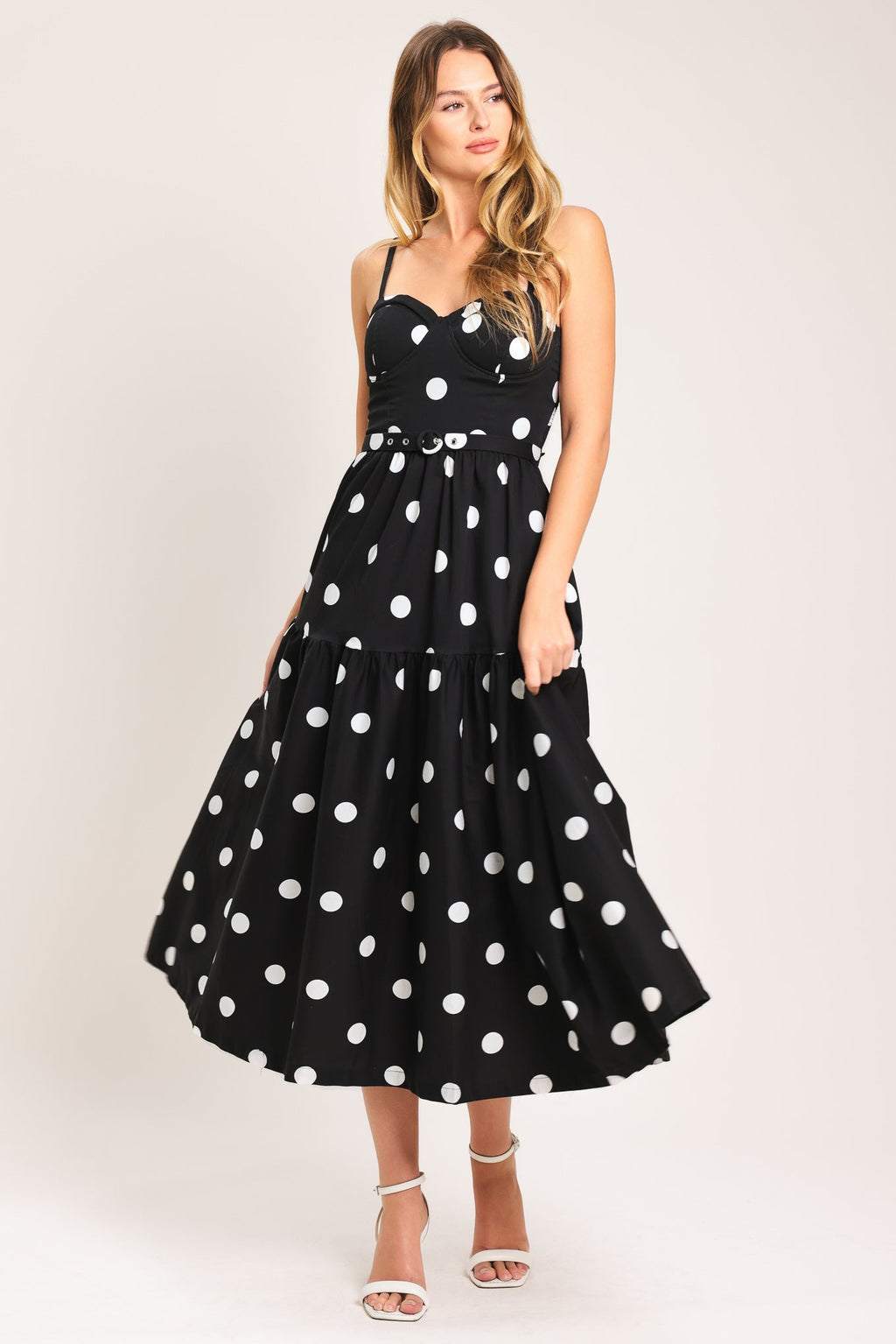 MONROE DOT WOVEN MIDI DRESS Flying Tomato