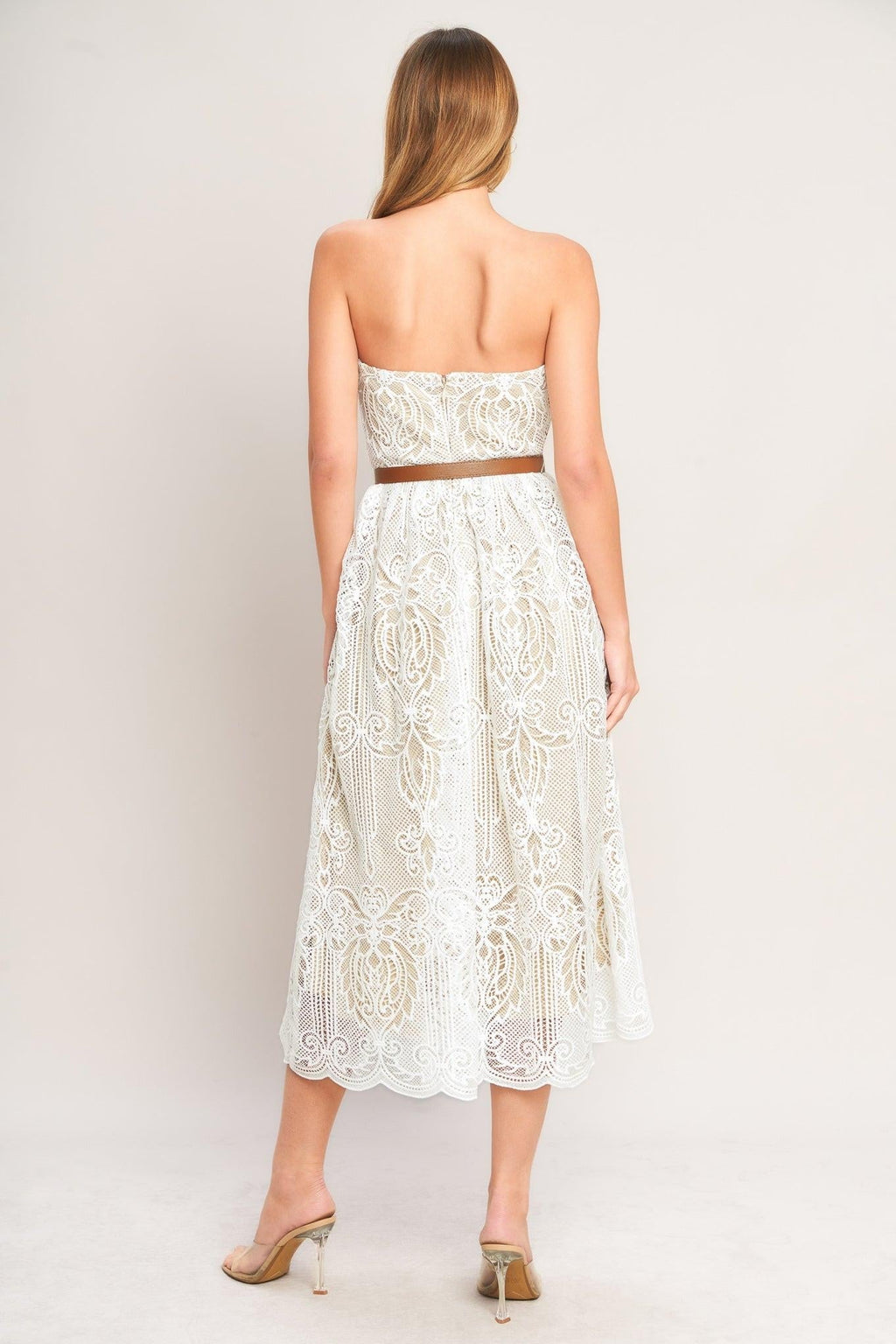 ELEGANT GARDEN WOVEN LACE MIDI DRESS Flying Tomato