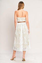 ELEGANT GARDEN WOVEN LACE MIDI DRESS Flying Tomato