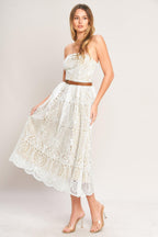 ELEGANT GARDEN WOVEN LACE MIDI DRESS Flying Tomato