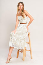 ELEGANT GARDEN WOVEN LACE MIDI DRESS Flying Tomato