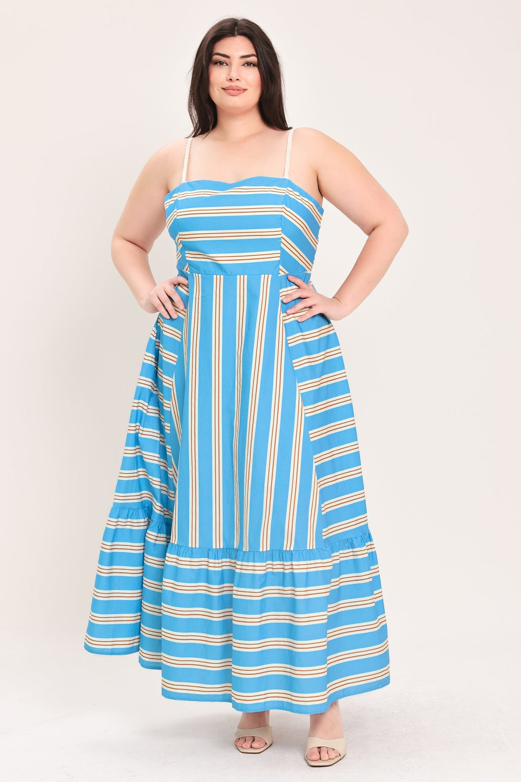 BREEZE STRIPE WOVEN MIDI DRESS Flying Tomato