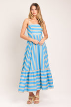BREEZE STRIPE WOVEN MIDI DRESS Flying Tomato