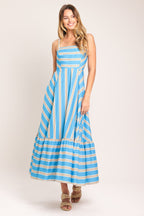 BREEZE STRIPE WOVEN MIDI DRESS Flying Tomato