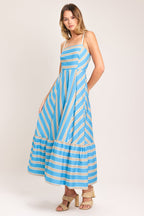 BREEZE STRIPE WOVEN MIDI DRESS Flying Tomato