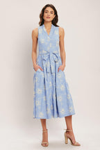 SUMMER SKETCH FLORA WOVEN MIDI DRESS Flying Tomato