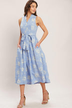 SUMMER SKETCH FLORA WOVEN MIDI DRESS Flying Tomato