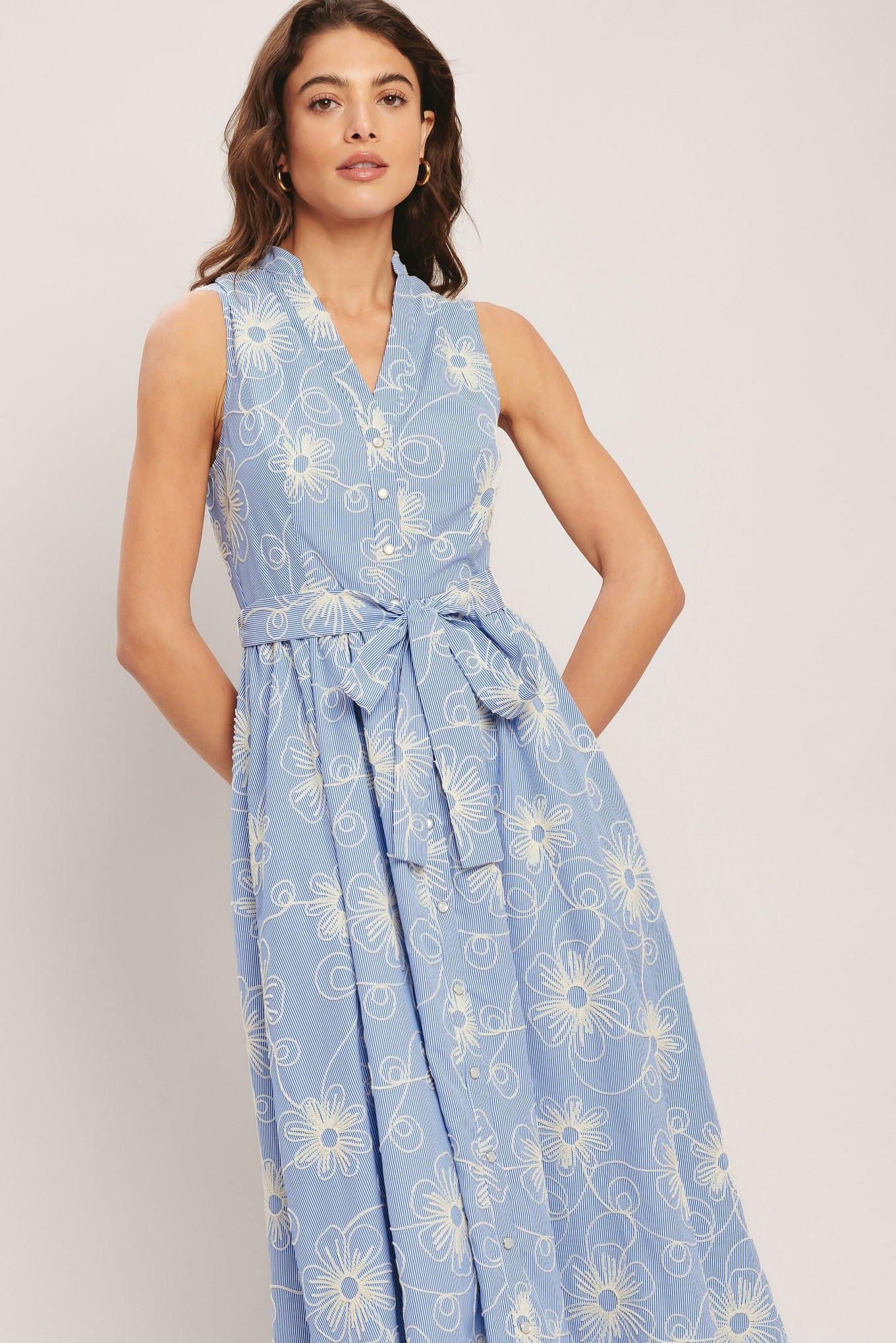 SUMMER SKETCH FLORA WOVEN MIDI DRESS Flying Tomato