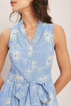 SUMMER SKETCH FLORA WOVEN MIDI DRESS Flying Tomato