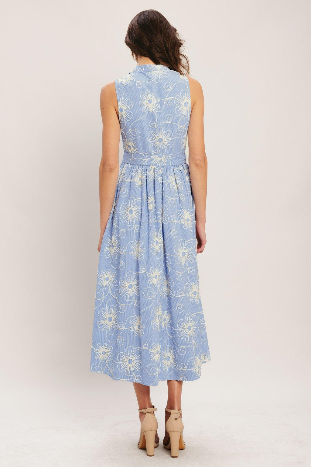 SUMMER SKETCH FLORA WOVEN MIDI DRESS Flying Tomato